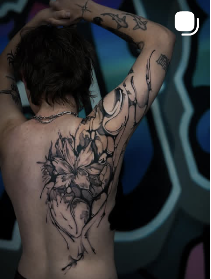 Large botanical back piece by Allee B.
