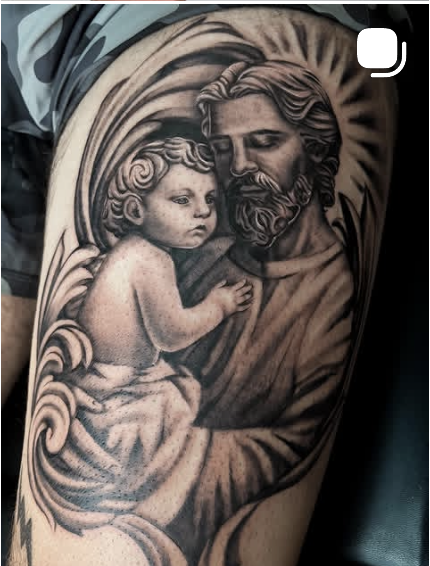 Black and grey portrait tattoo by Allee B.